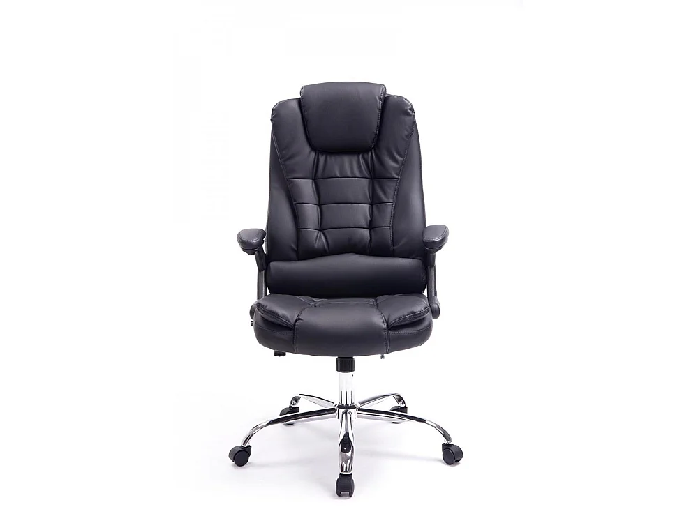 Chaise de bureau - Similicuir & Métal chromé - Noir - Thor