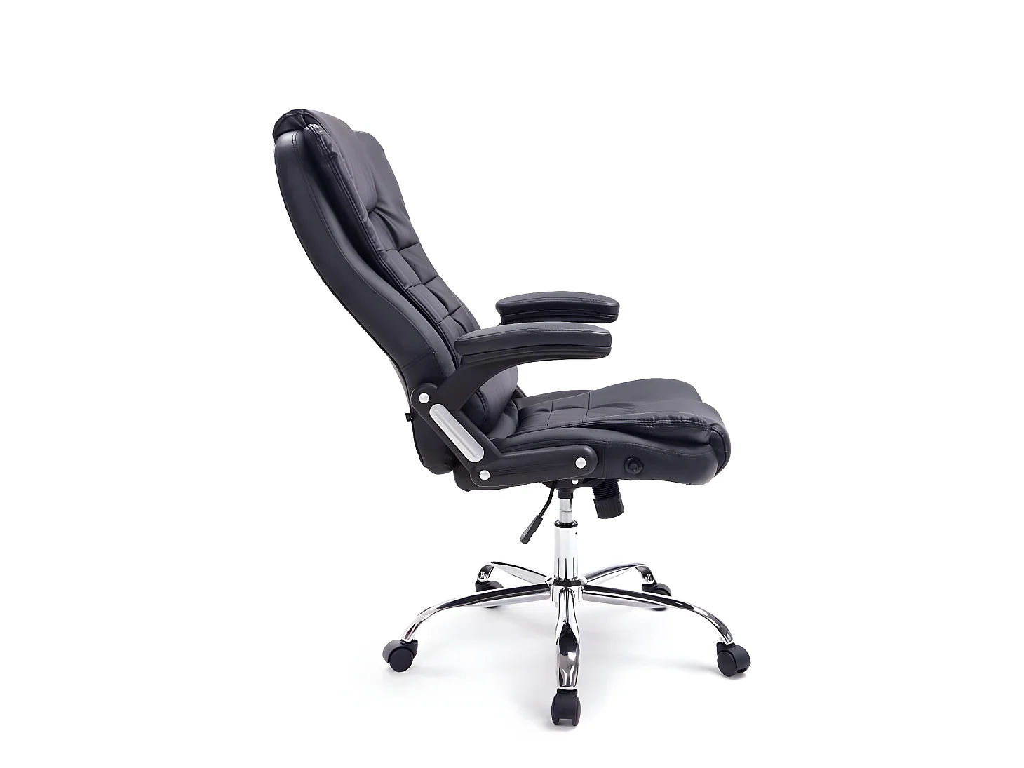 Chaise de bureau - Similicuir & Métal chromé - Noir - Thor