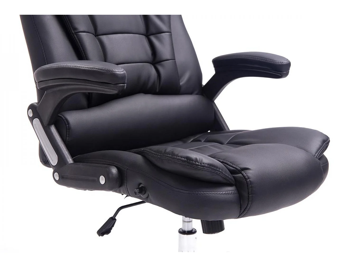 Chaise de bureau - Similicuir & Métal chromé - Noir - Thor