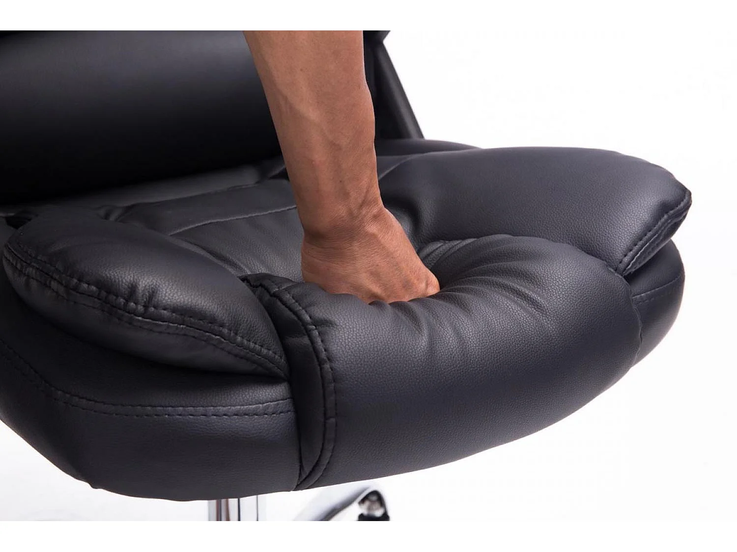 Chaise de bureau - Similicuir & Métal chromé - Noir - Thor