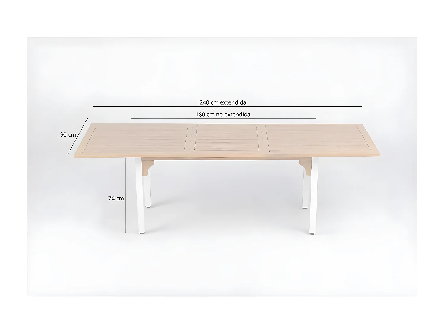 Table extensible Roma Acier et bois Blanc Kiefergarden