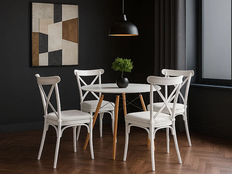 Mesa de apoio Geneve e 4 Cadeiras Brico (branco)