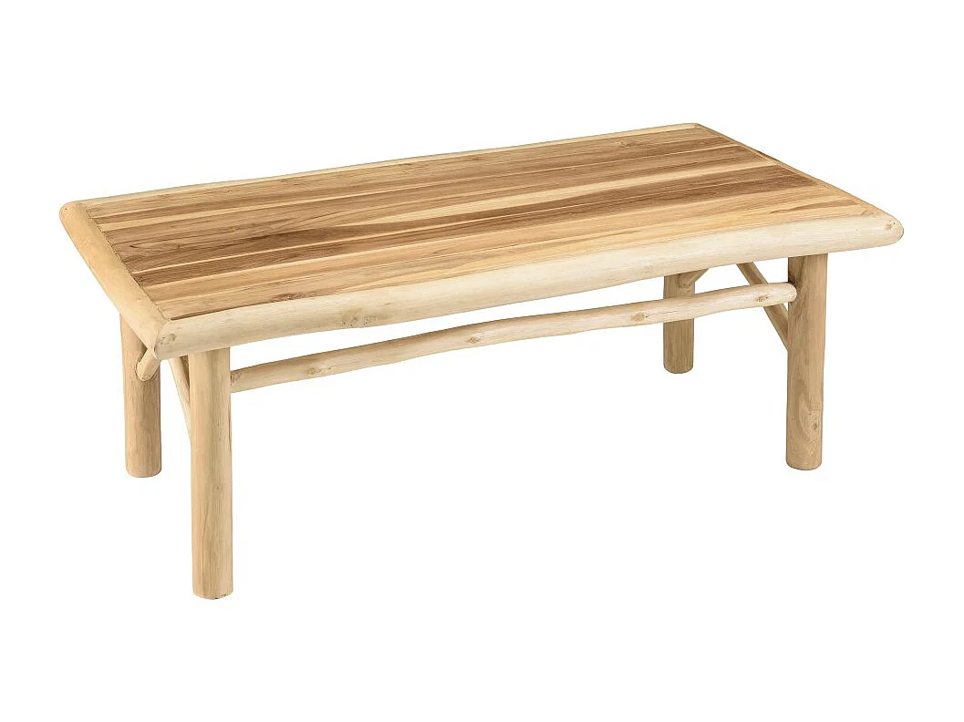 WILL - Table basse rectangulaire en branches de bois teck naturel