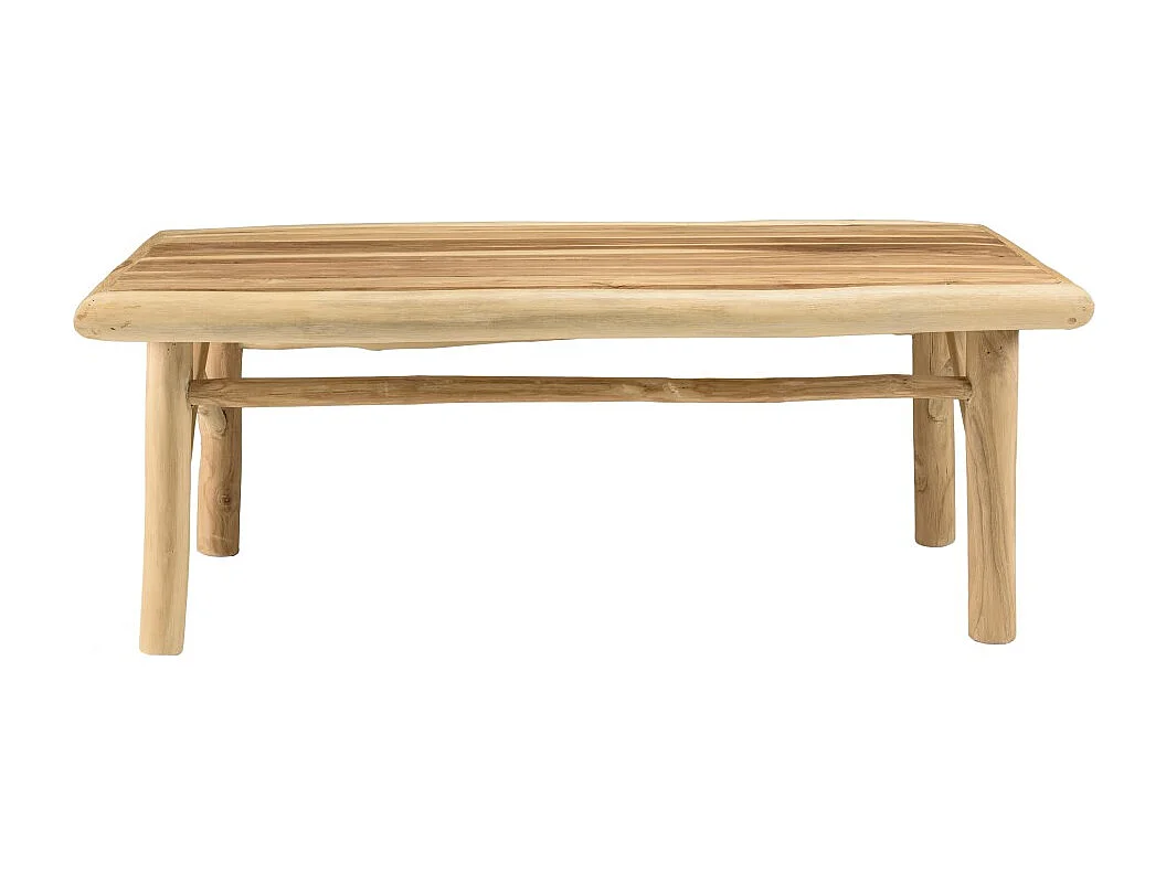 WILL - Table basse rectangulaire en branches de bois teck naturel