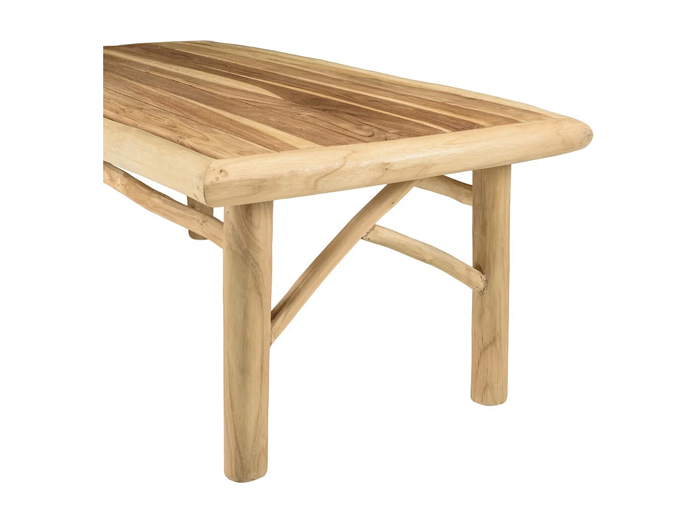 WILL - Table basse rectangulaire en branches de bois teck naturel