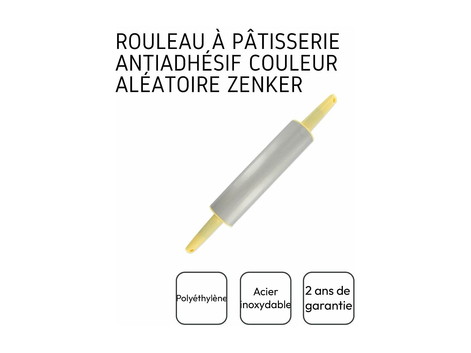 Rouleau à pâtisserie en métal antiadhésif 36 cm Zenker