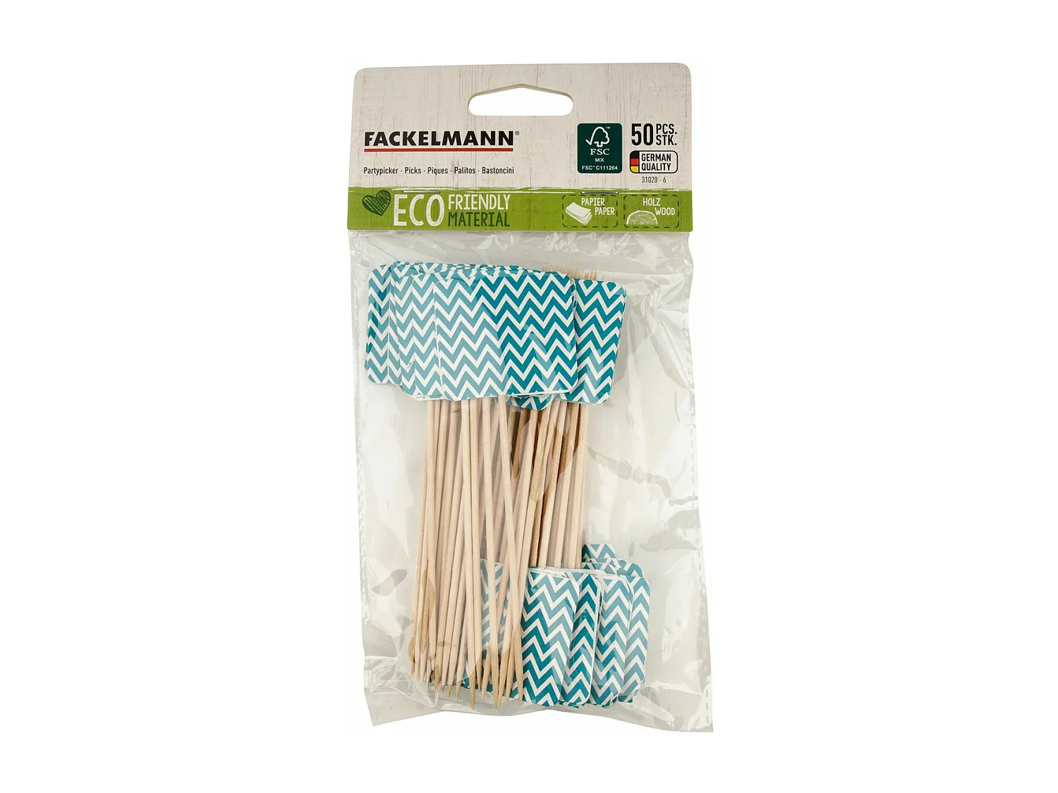 Lot de 50 cure-dents avec drapeau pour apéritif Fackelmann Nature