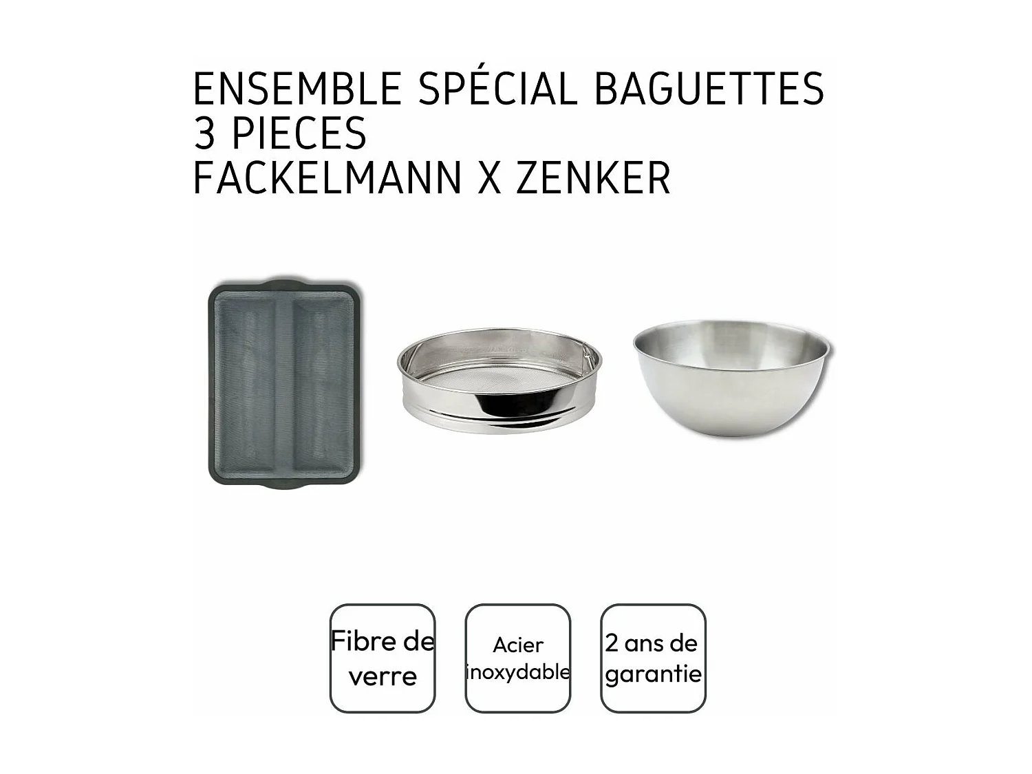 Ensemble 3 ustensiles spécial baguette Zenker x Fackelmann