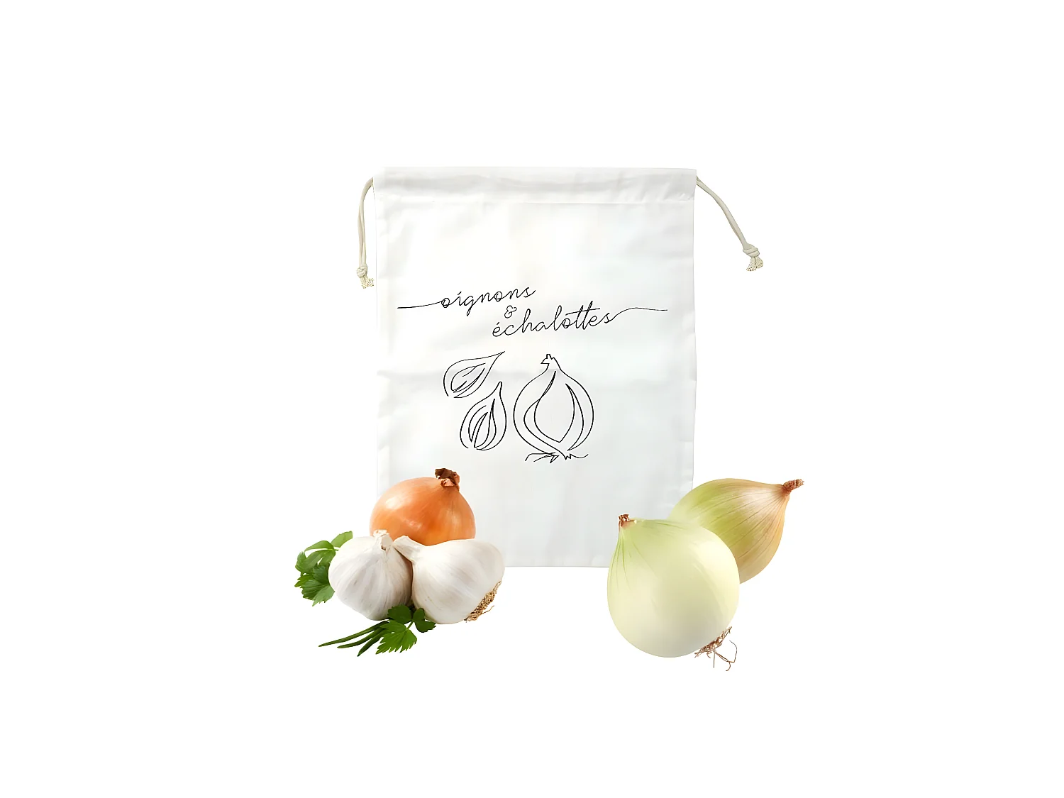 Sac de conservation pour oignons et échalottes en coton Fackelmann Nature