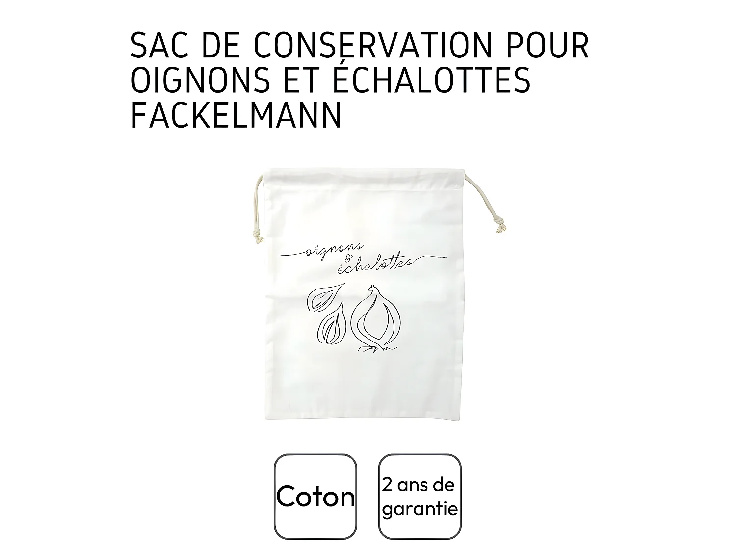 Sac de conservation pour oignons et échalottes en coton Fackelmann Nature