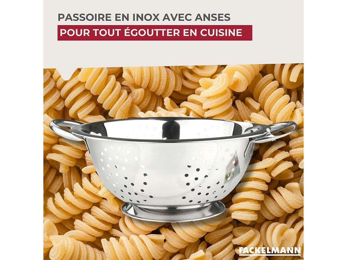 Passoire inox 24 cm avec anses Fackelmann