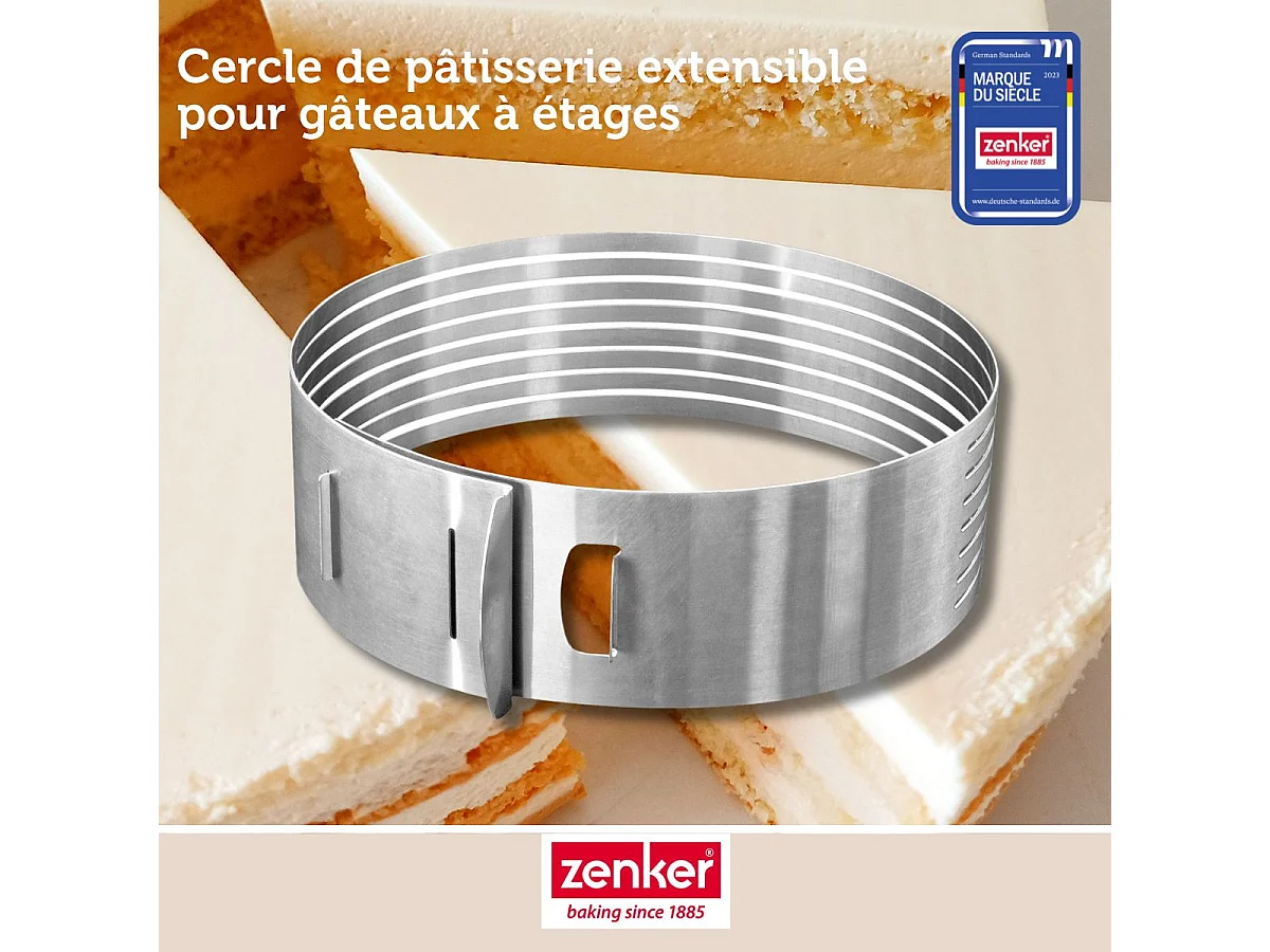 Cercle à pâtisserie pour trancher les gâteaux en étages 26 à 28 cm Zenker Smart Pastry