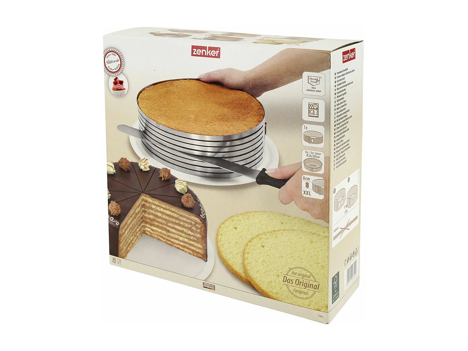 Cercle à pâtisserie pour trancher les gâteaux en étages 26 à 28 cm Zenker Smart Pastry