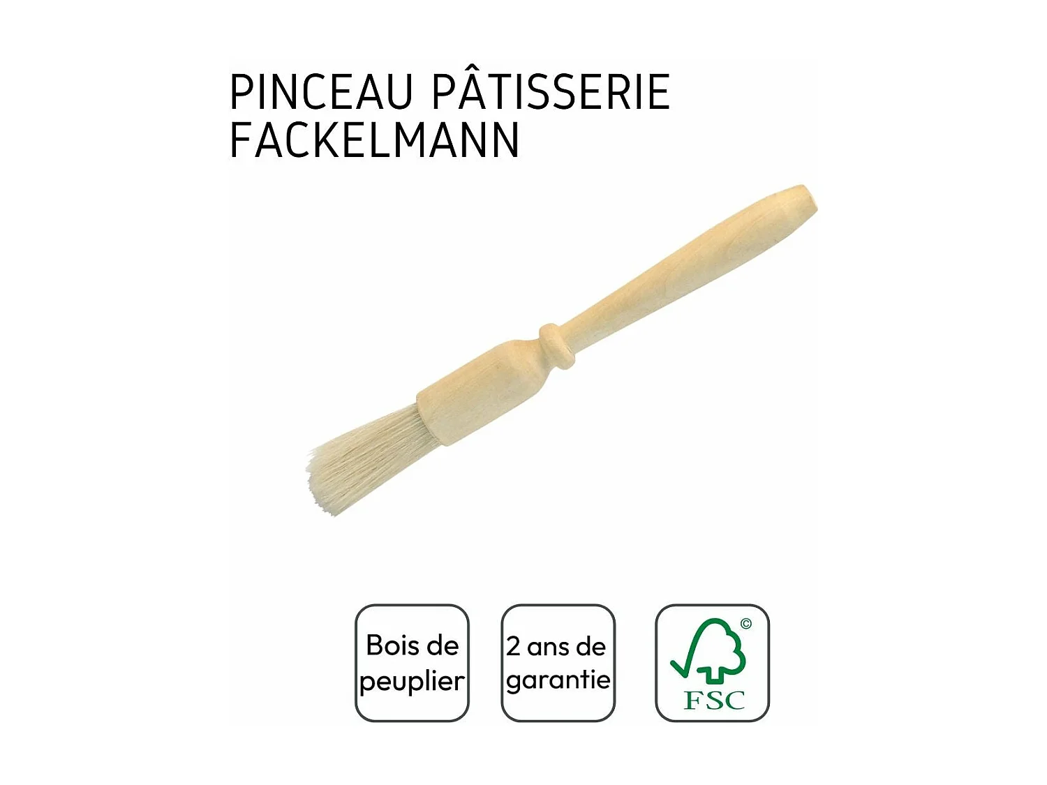 Pinceau de cuisine et de pâtisserie 18 cm en poils de porc Fackelmann Wood Edition