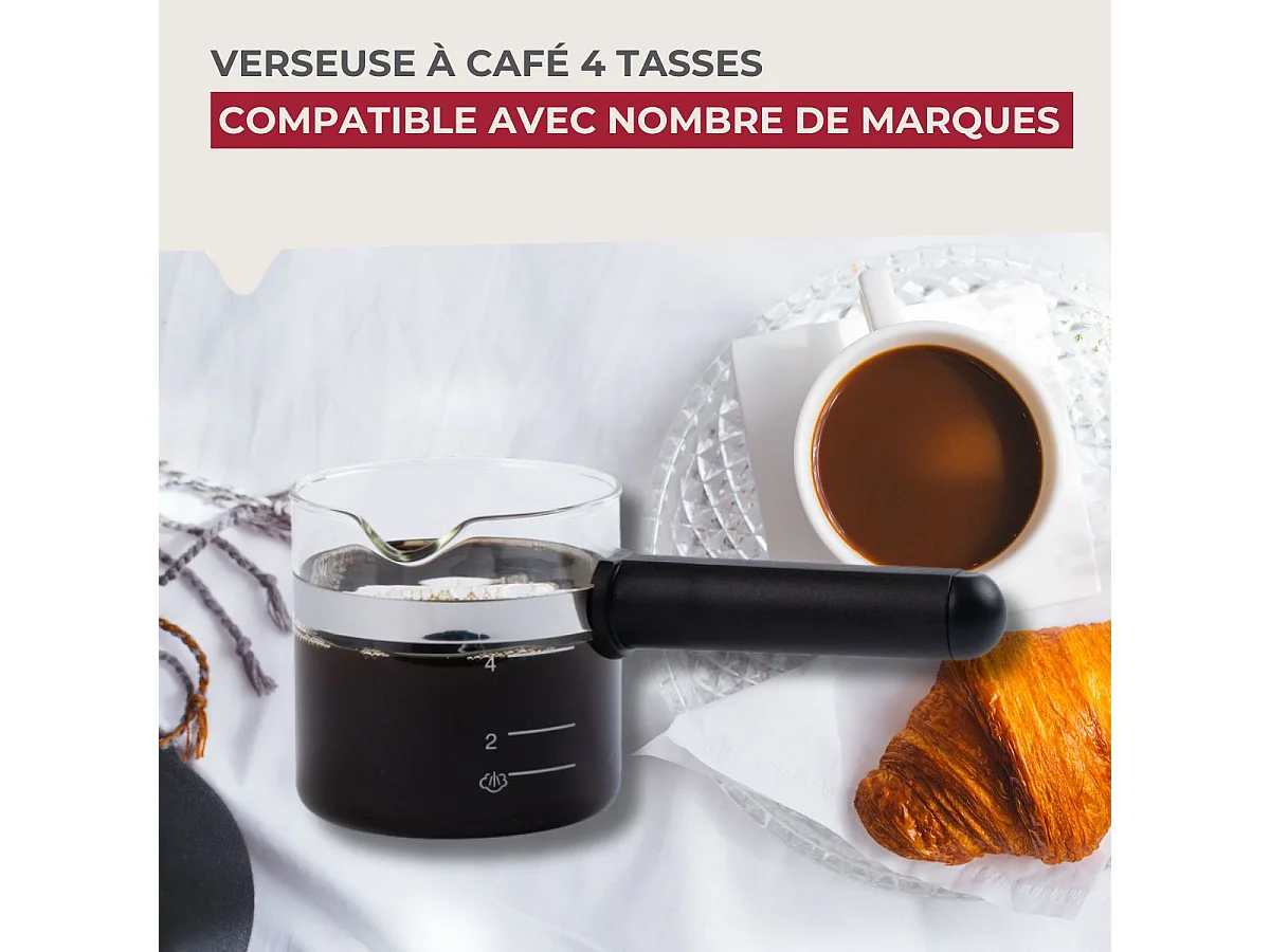 Verseuse à expresso micro-ondable 4 tasses compatible avec de nombreuses marques Fackelmann