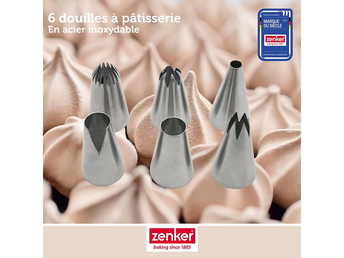 Lot de 6 douilles à pâtisserie en inox grand modèle Zenker Smart Pastry