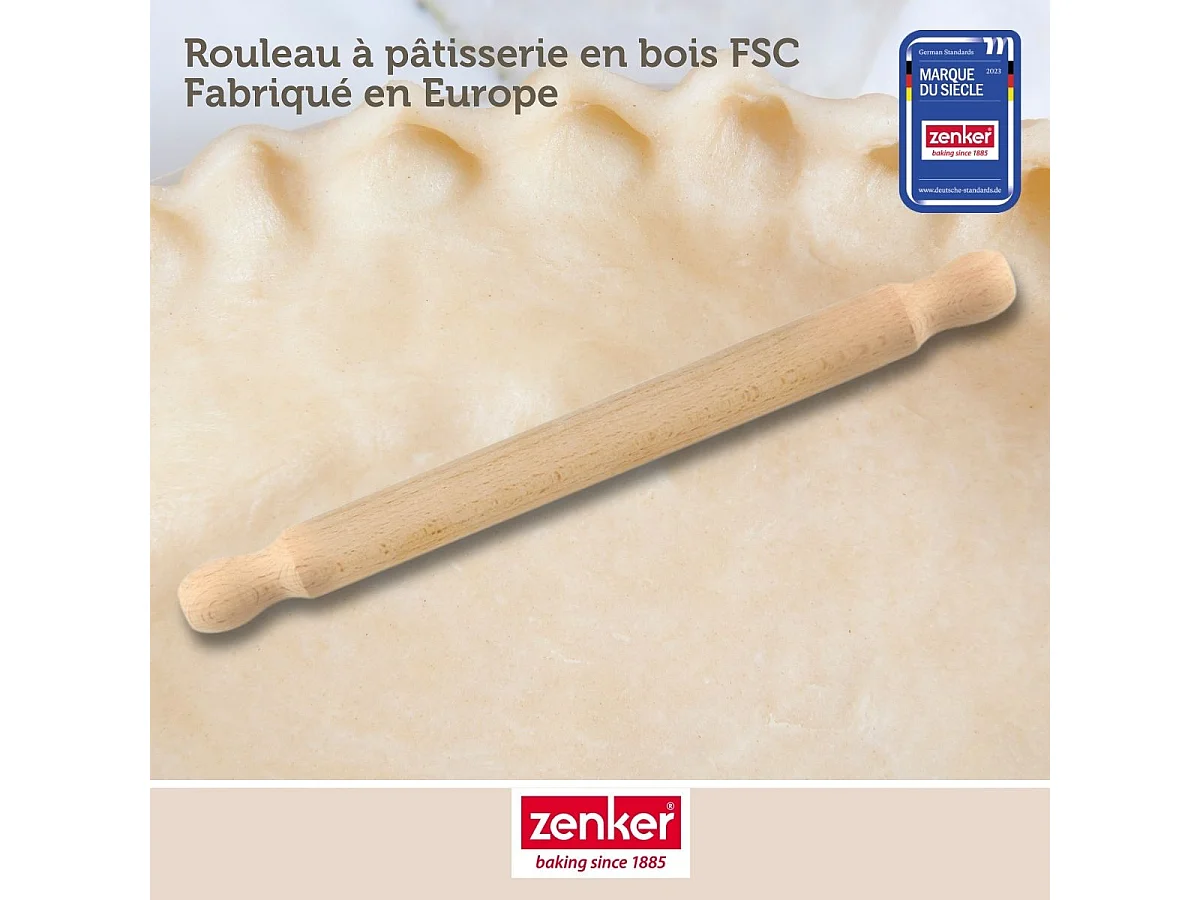 Rouleau à pâtisserie en bois certifié FSC 35 cm Zenker Smart Pastry