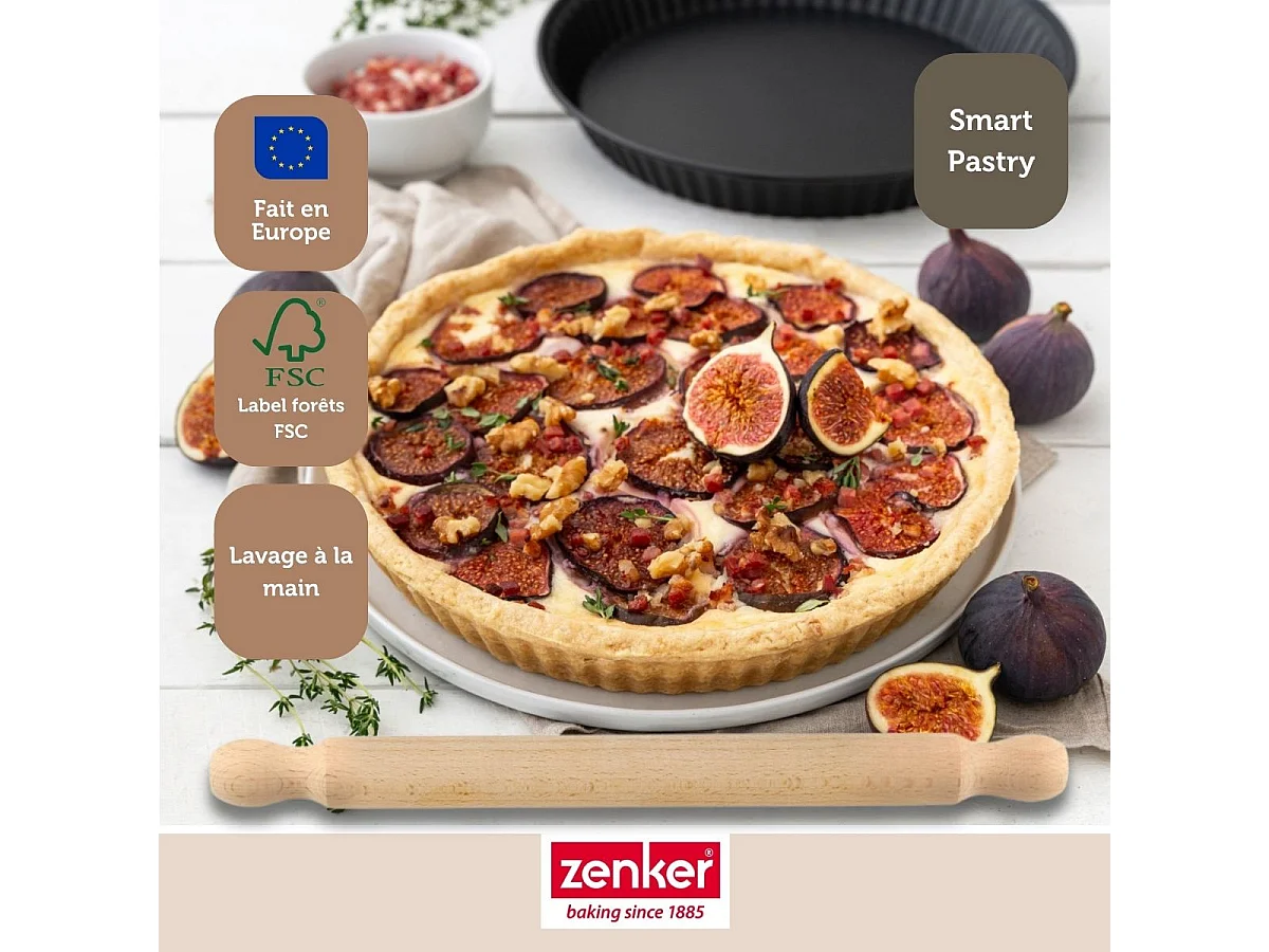 Rouleau à pâtisserie en bois certifié FSC 35 cm Zenker Smart Pastry