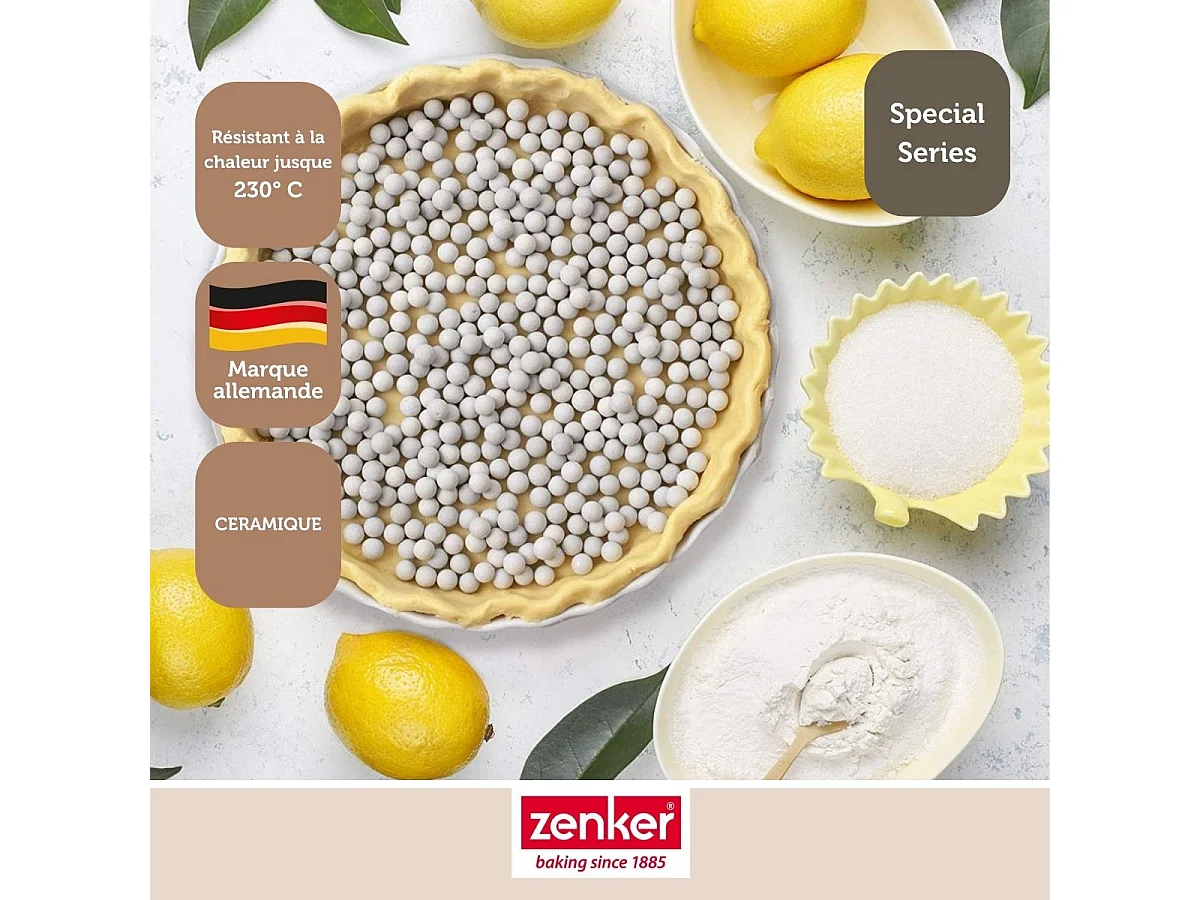 Lot de 2 seaux de billes de cuisson pour pâte sablée, pot de 600 grammes Zenker Smart Pastry