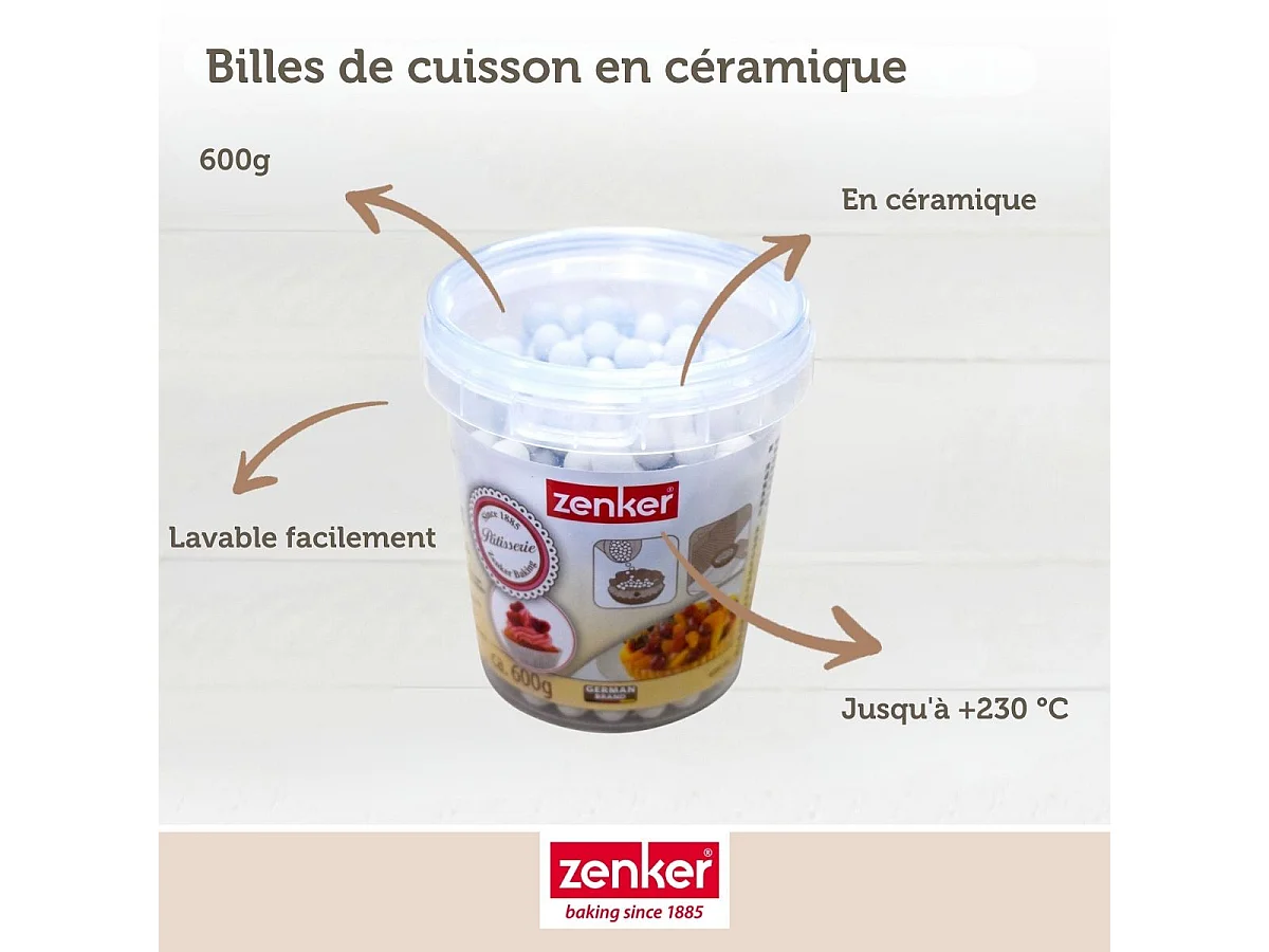 Lot de 2 seaux de billes de cuisson pour pâte sablée, pot de 600 grammes Zenker Smart Pastry