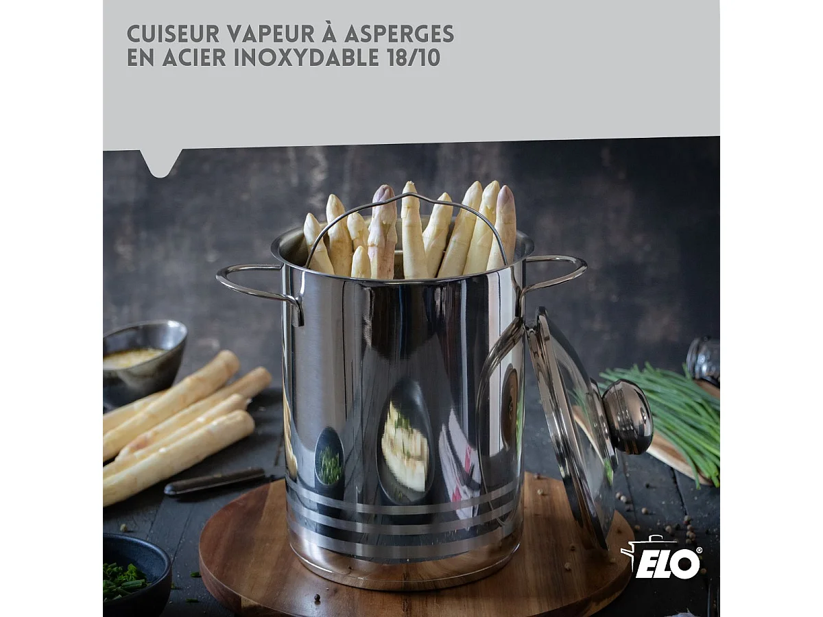 Cuiseur à asperges inox avec couvercle 4 litres Elo Brillant