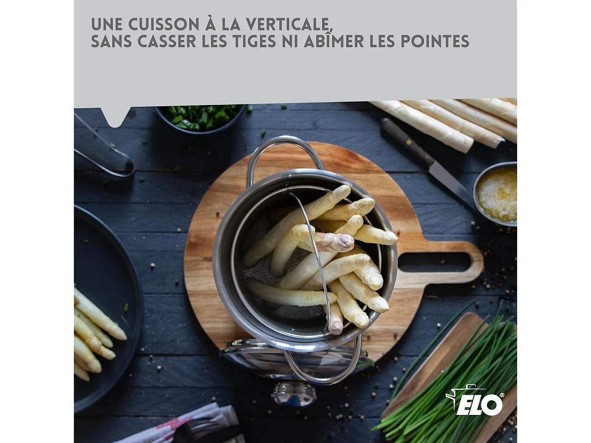 Cuiseur à asperges inox avec couvercle 4 litres Elo Brillant