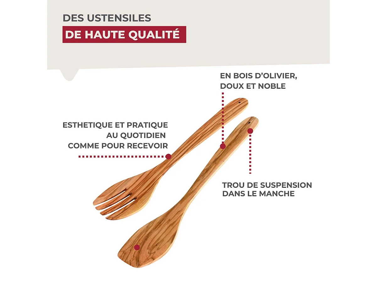 Couverts à salade Fackelmann Édition Bois d'olivier