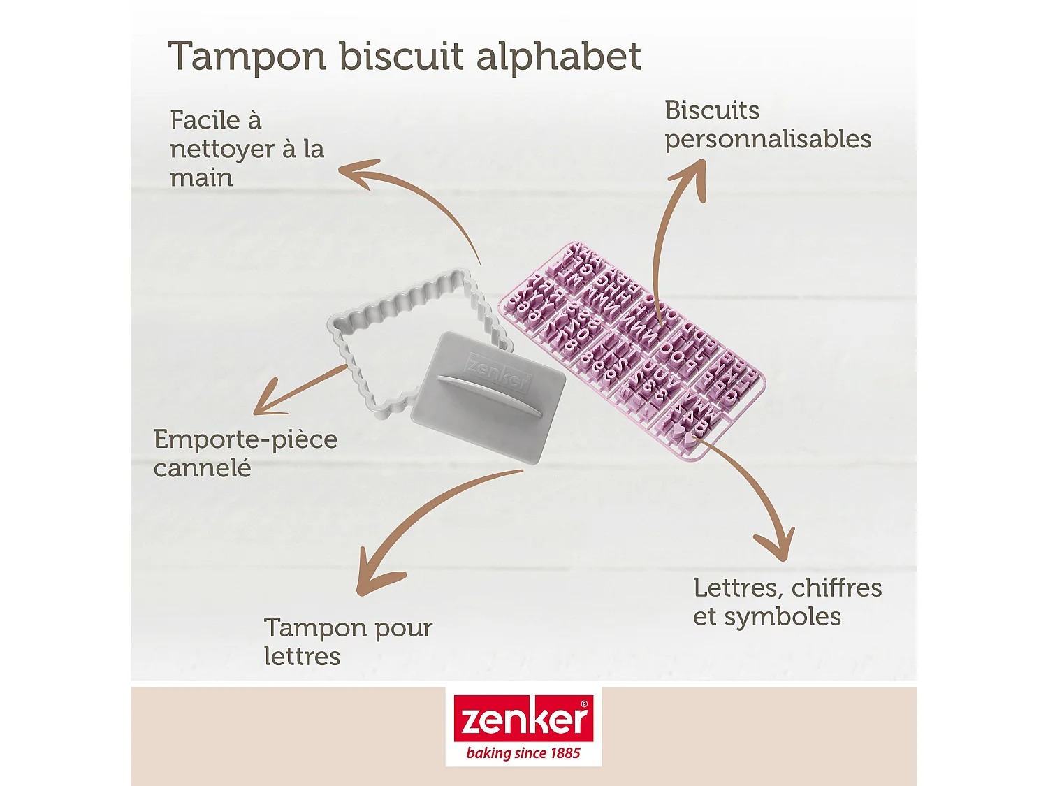 Tampon alphabet pour biscuit Zenker Smart Pastry