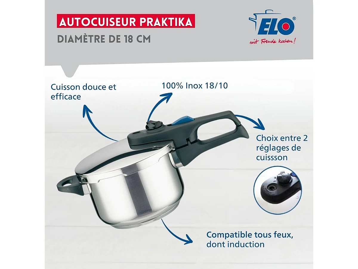 Autocuiseur 18 cm d'une capacité de 2,7 litres Elo Praktika