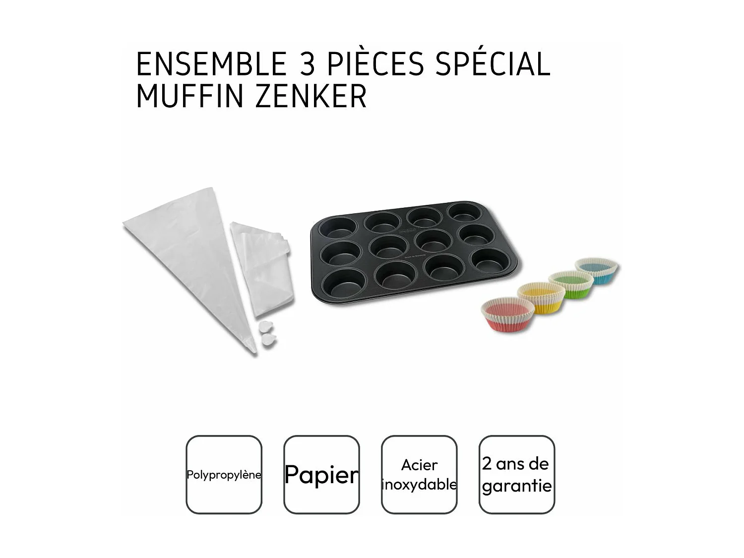 Ensemble 3 pièces spécial muffins Zenker