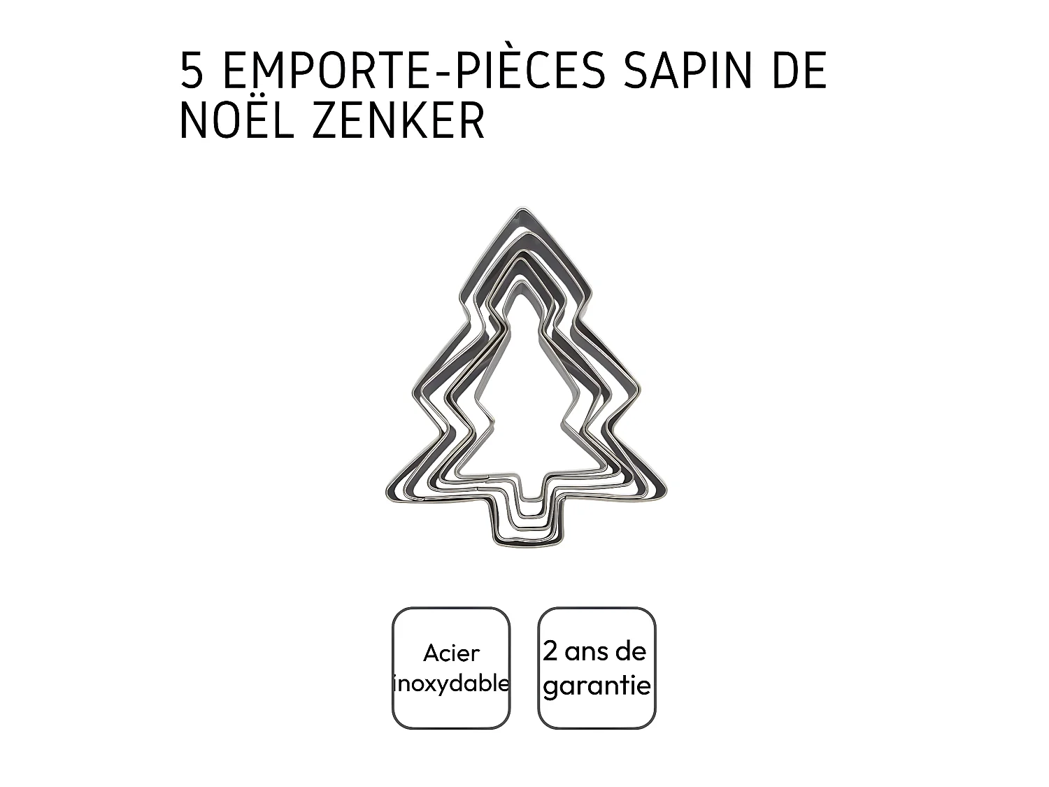 Lot de 5 emporte-pièces de Noël en forme de sapin Zenker Emporte-pièces
