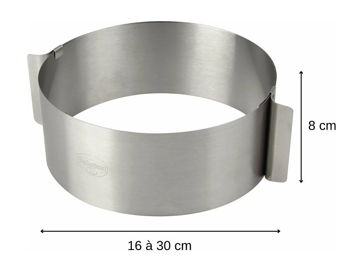 Cercle à pâtisserie en acier inoxydable extensible de 16 à 30 cm Dr. Oetker Varino