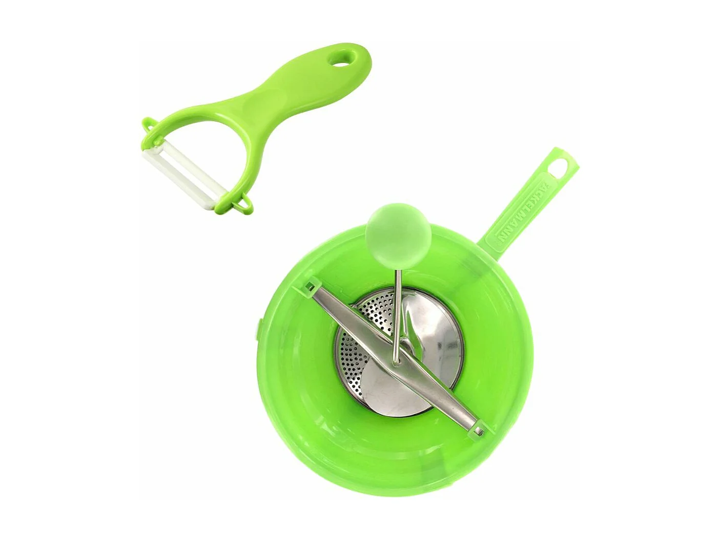 Ensemble de 2 ustensiles spécial purée avec éplucheur et moulin à légumes Fackelmann