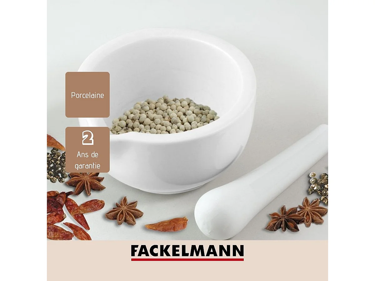 Mortier de cuisine avec pilon en porcelaine Fackelmann Basic