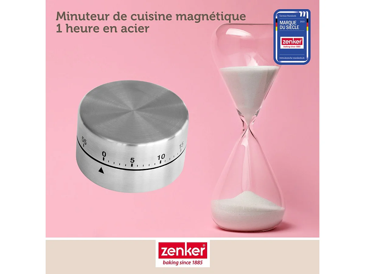 Minuteur de cuisine magnétique 1h en acier Zenker Smart Pastry