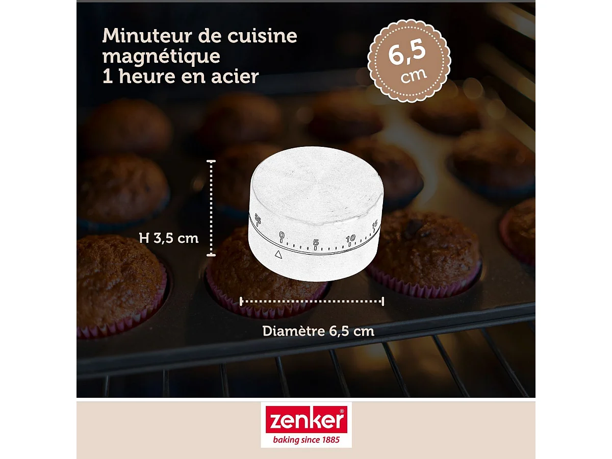 Minuteur de cuisine magnétique 1h en acier Zenker Smart Pastry