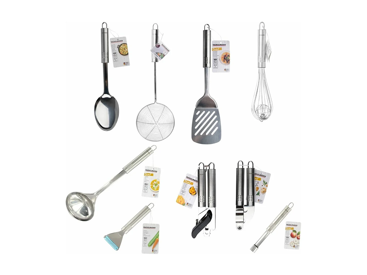 Ensemble de 9 ustensiles de cuisine inox Fackelmann Ovale