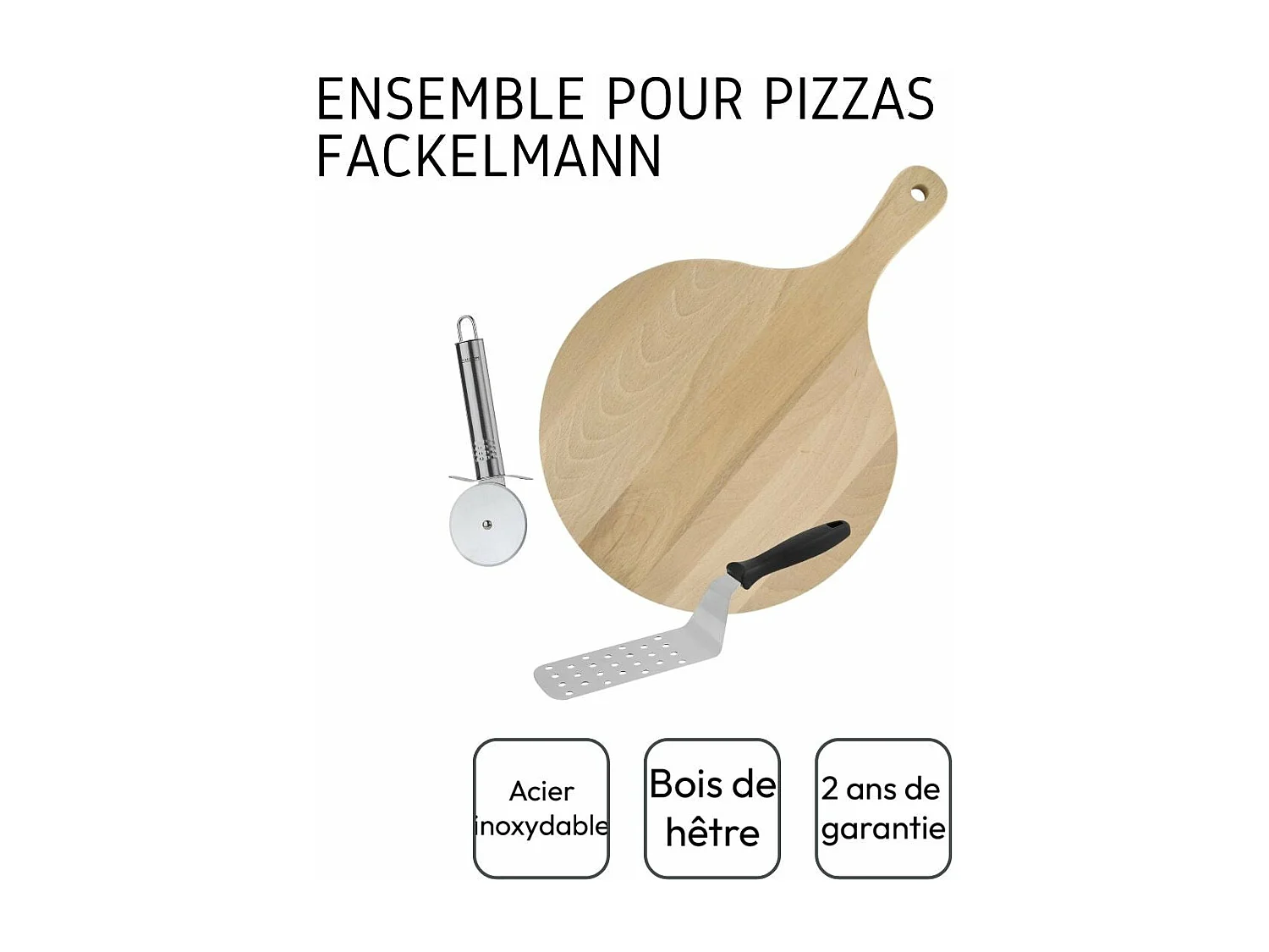 Ensemble de 3 ustensiles pour pizzas Fackelmann