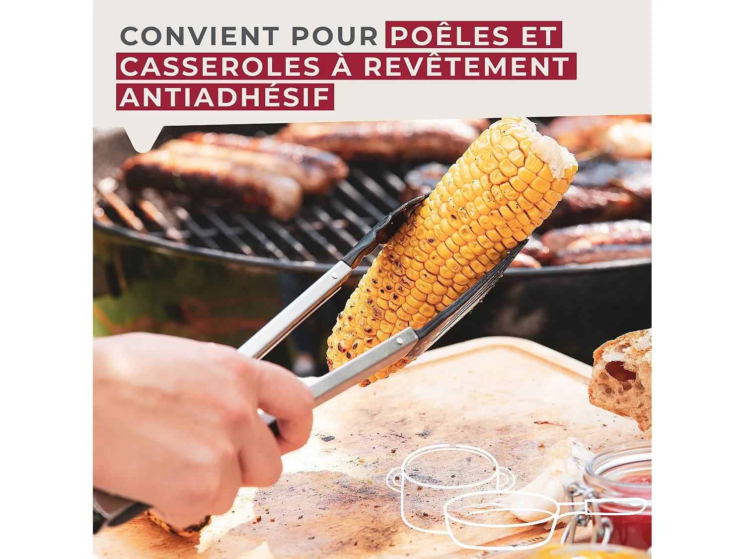 Pince de cuisine double embout 35 cm Fackelmann Penderie