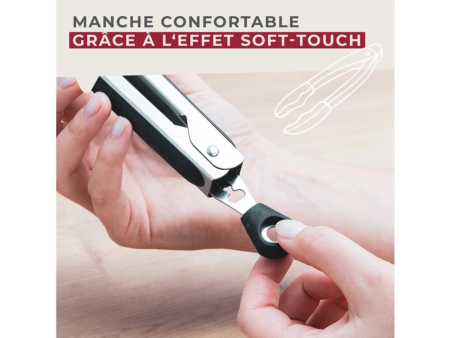 Pince de cuisine double embout 35 cm Fackelmann Penderie