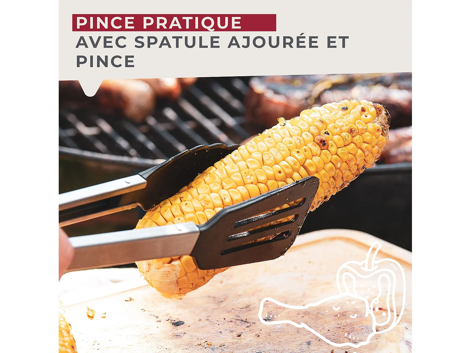 Pince de cuisine double embout 35 cm Fackelmann Penderie