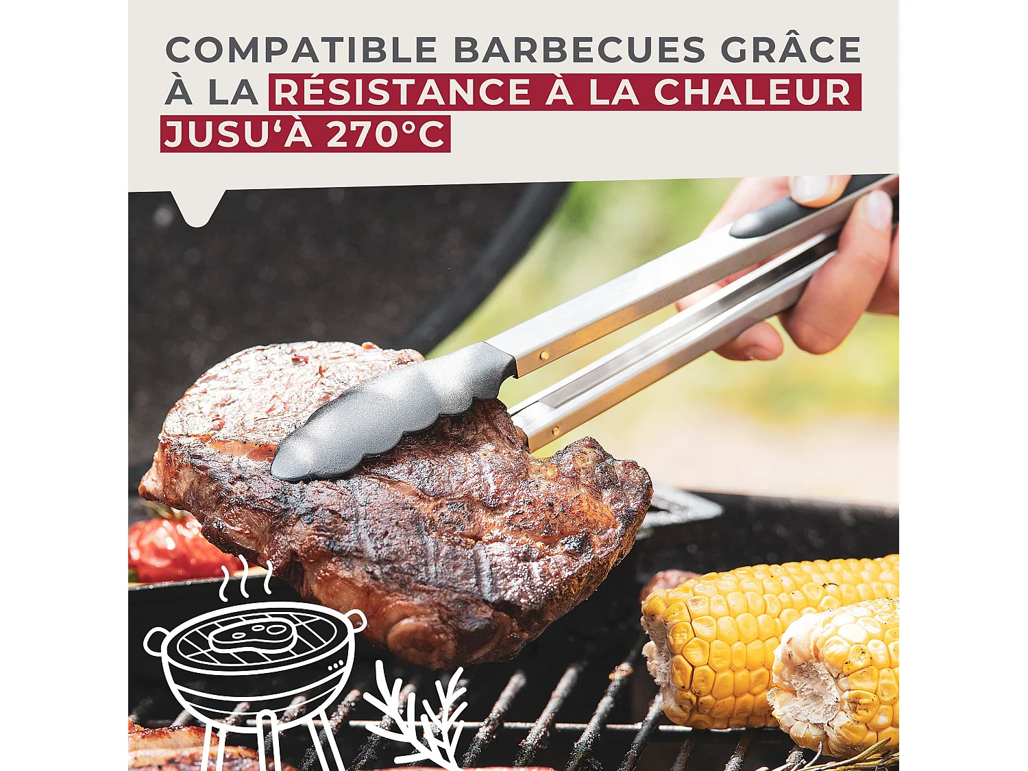 Pince de cuisine double embout 35 cm Fackelmann Penderie