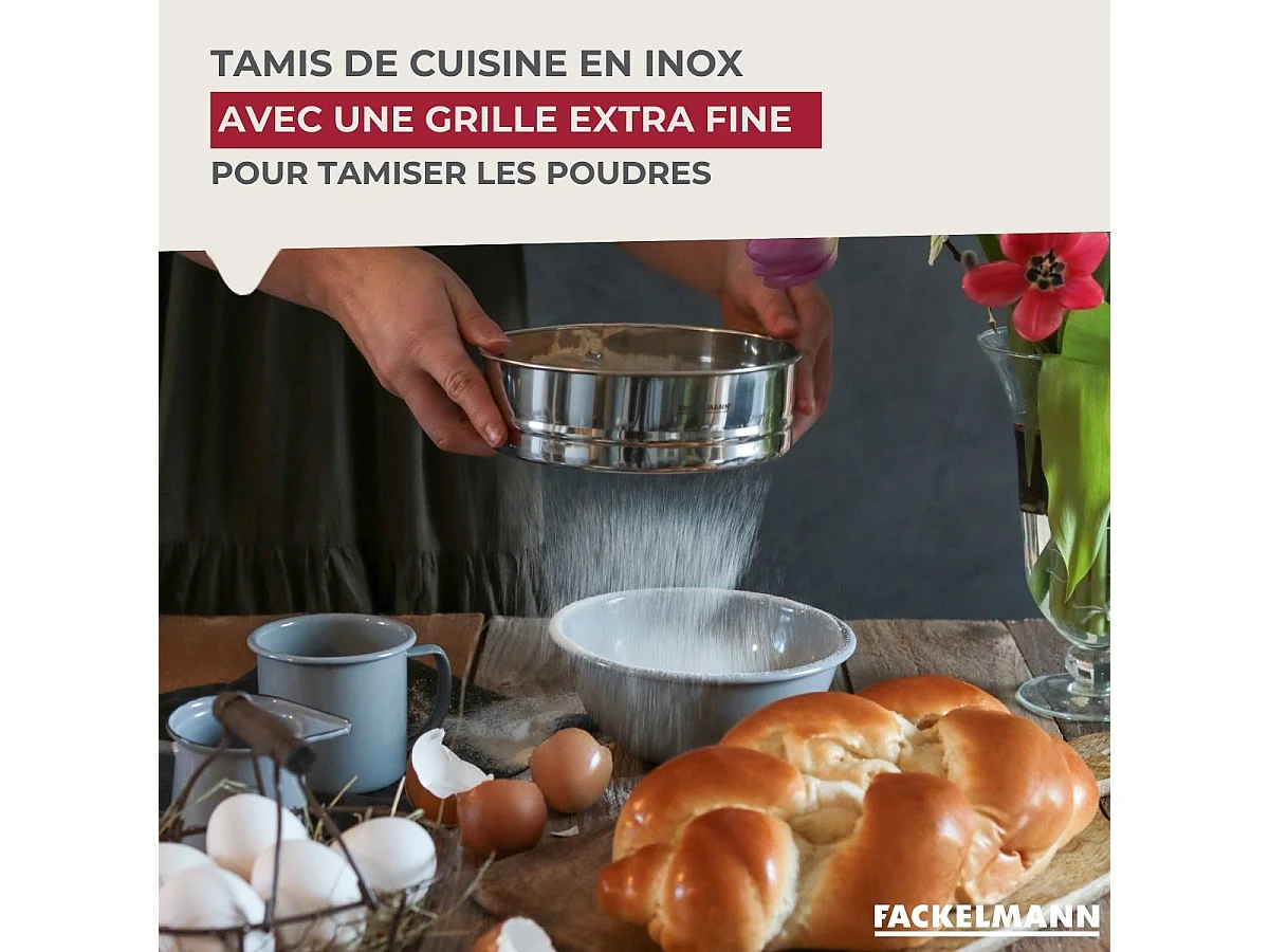 Tamis de cuisine inox extra fin 18 cm de diamètre Fackelmann Basic