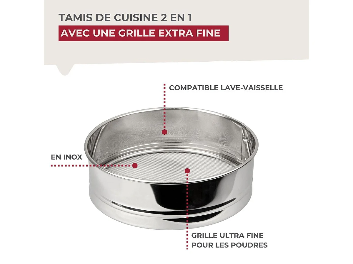 Tamis de cuisine inox extra fin 18 cm de diamètre Fackelmann Basic