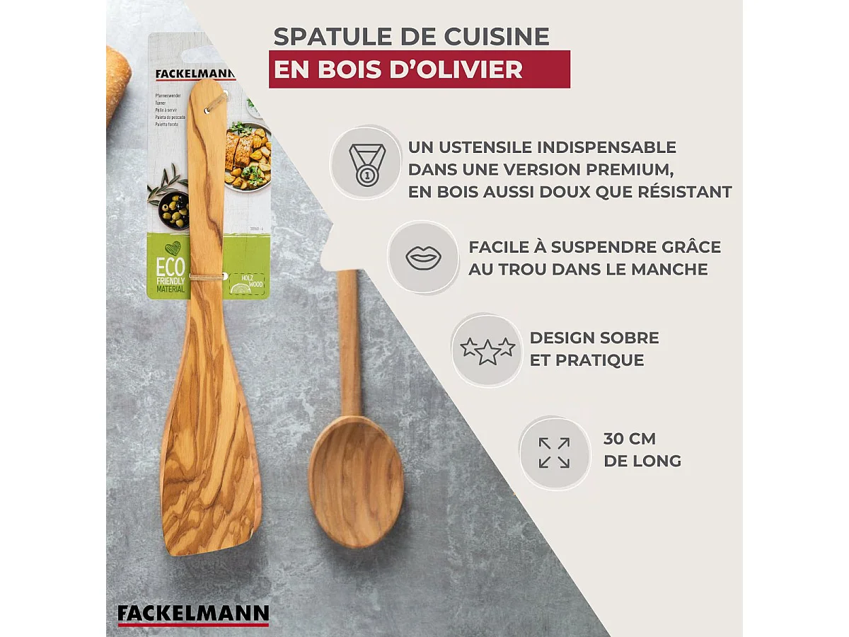 Spatule de cuisine 30 cm Fackelmann Édition Bois d'olivier