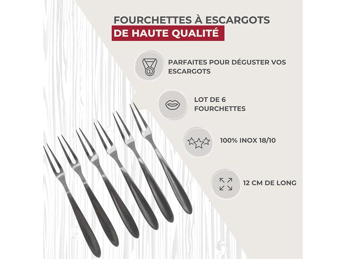 Lot de 6 fourchettes à escargots 12,5 cm Fackelmann