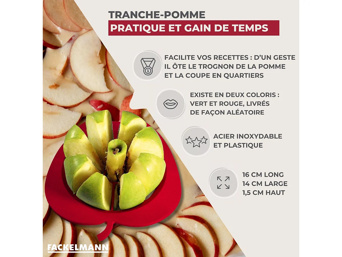Coupe pomme en 8 morceaux couleur aléatoire Fackelmann Colors Edition
