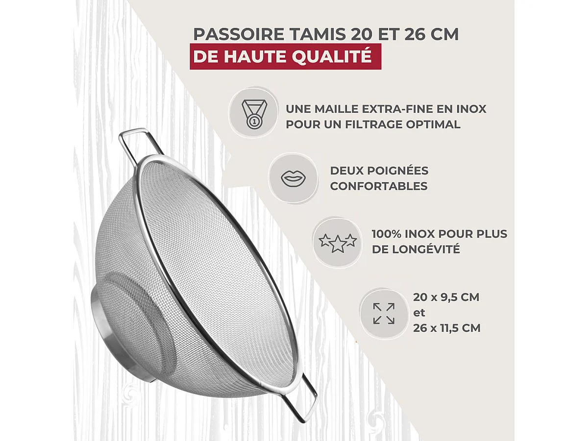 Set de 2 passoires inox 20 cm et 26 cm Fackelmann