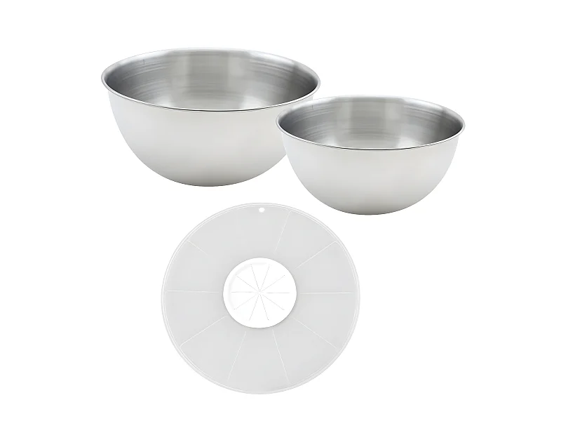 Ensemble de 2 bols de préparation et un couvercle anti projections Fackelmann Basic