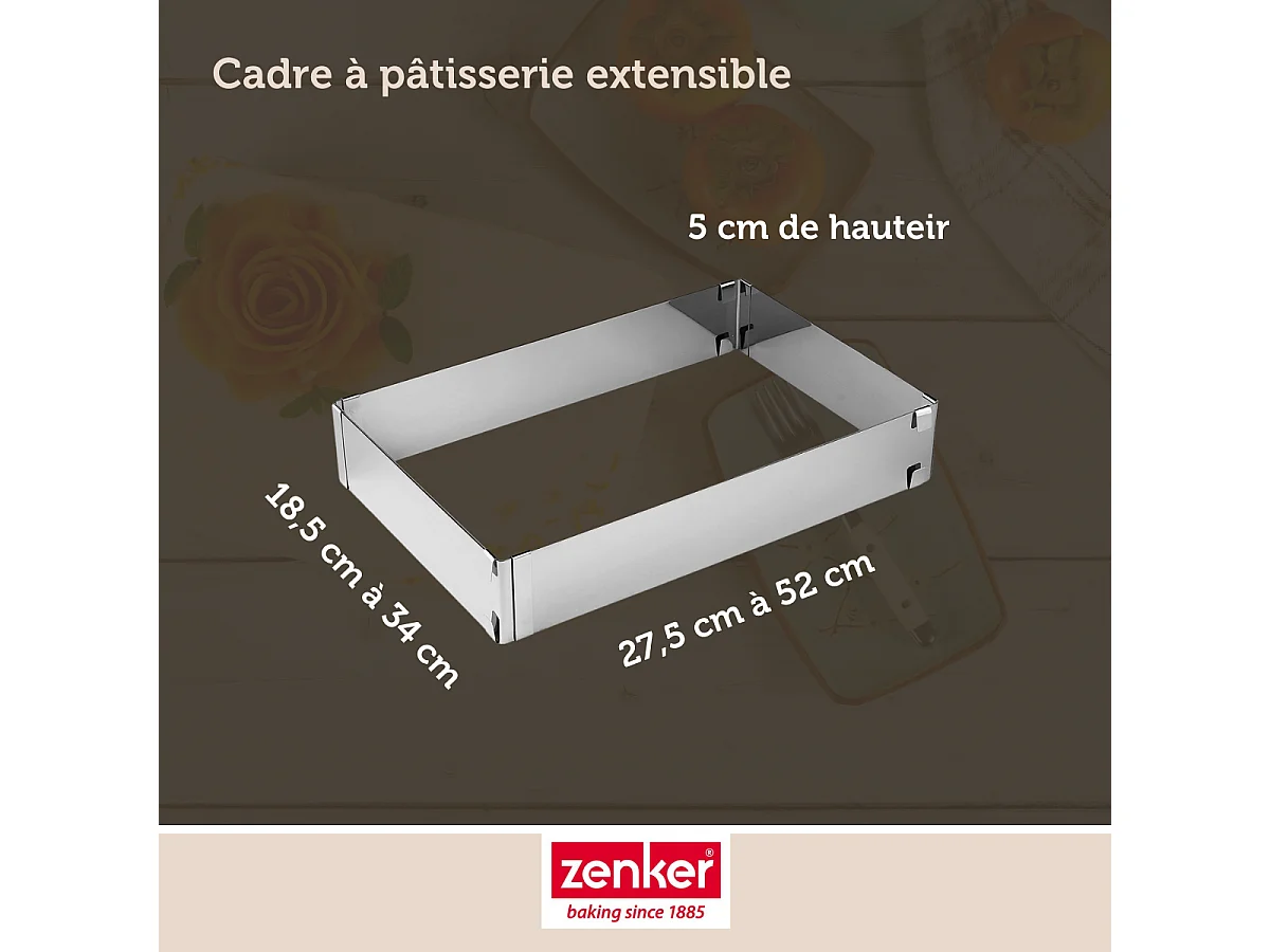 Cadre à gâteau réglable 27 à 52 cm Zenker Smart Pastry